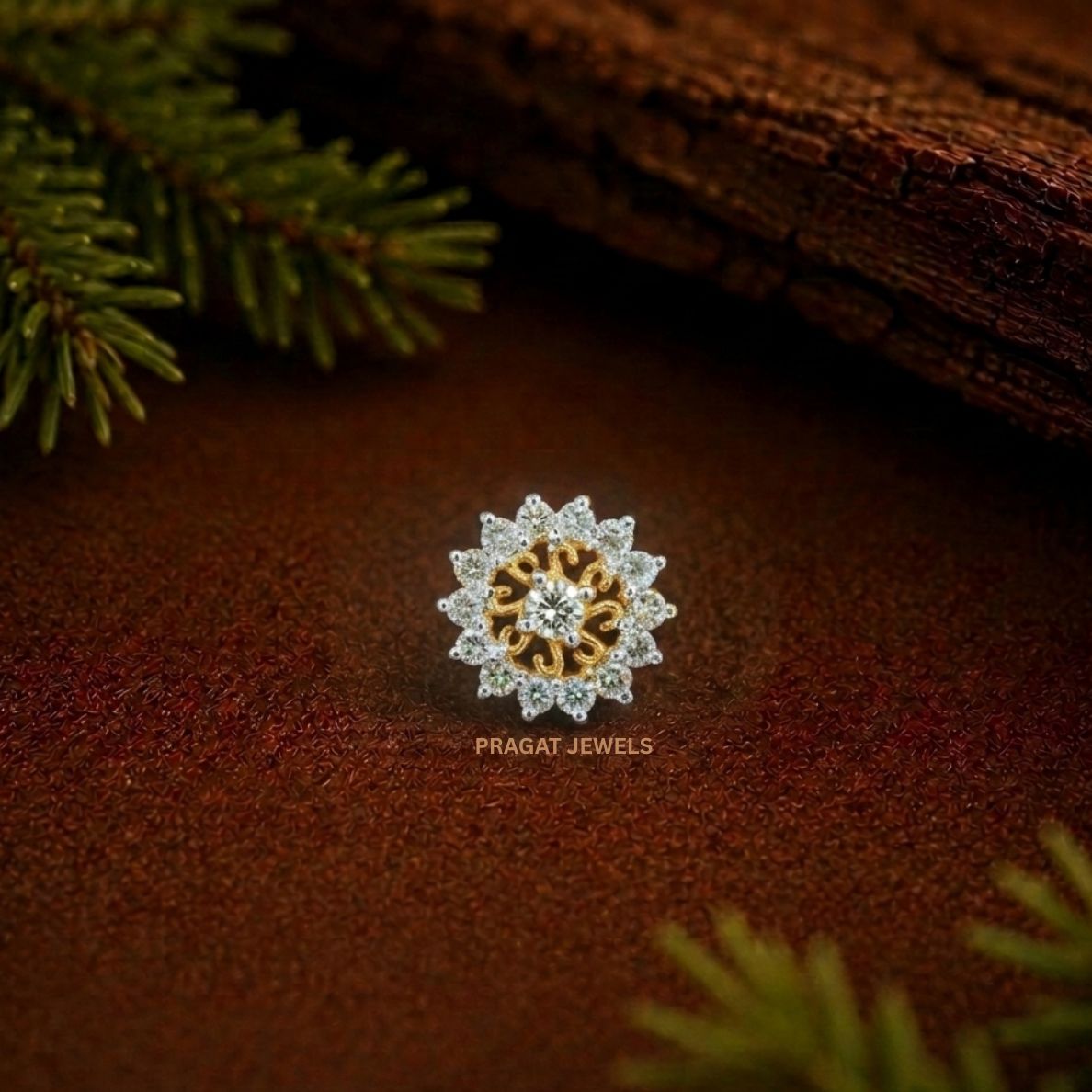 Sunburst Diamond Floral Gold Nose Pin/Radiant Bloom Gold Nose Stud/Royal Daisy Diamond Nose Stud/NP0519