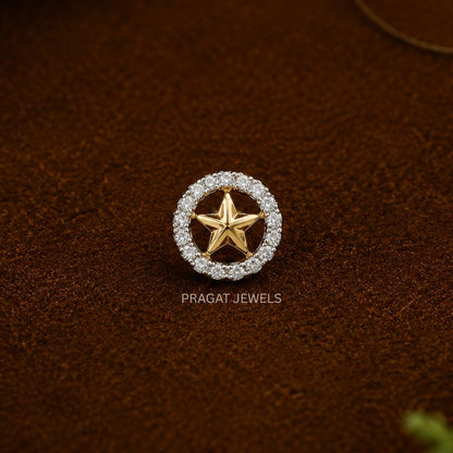 Elegant Star Design Gold Nose Pin/Sparkling Star Gold Nose Pin for Women/Round Halo Star Gold Nose Stud/NP1427