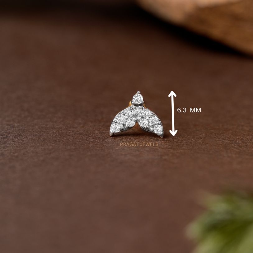 Elegant Diamond Wing Nose Pin/Graceful Twin Wing Diamond Nose Stud/NP1226