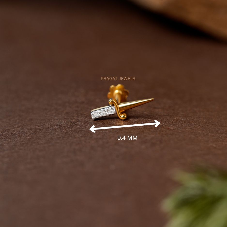 Sleek Bar Diamond Nose Pin/Minimal Spark Line Nose Stud/Golden Curve Diamond Nose Pin/np1258
