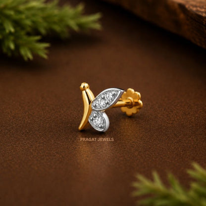 Golden Flutter Nose Pin/Butterfly Spark Gold Nosepin/Diamond Wing Gold Nose Pin/NP1316