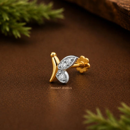 Golden Flutter Nose Pin/Butterfly Spark Gold Nosepin/Diamond Wing Gold Nose Pin/NP1316
