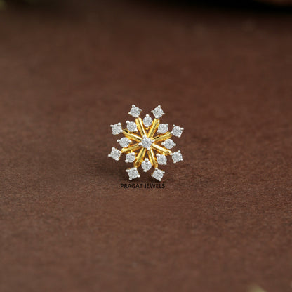 Ruby &  Diamond Sunburst Gold Nose Pin/Scarlet Bloom Diamond Nose Pin/Royal Ruby&Diamond  Star Gold Nose Pin/NP1356