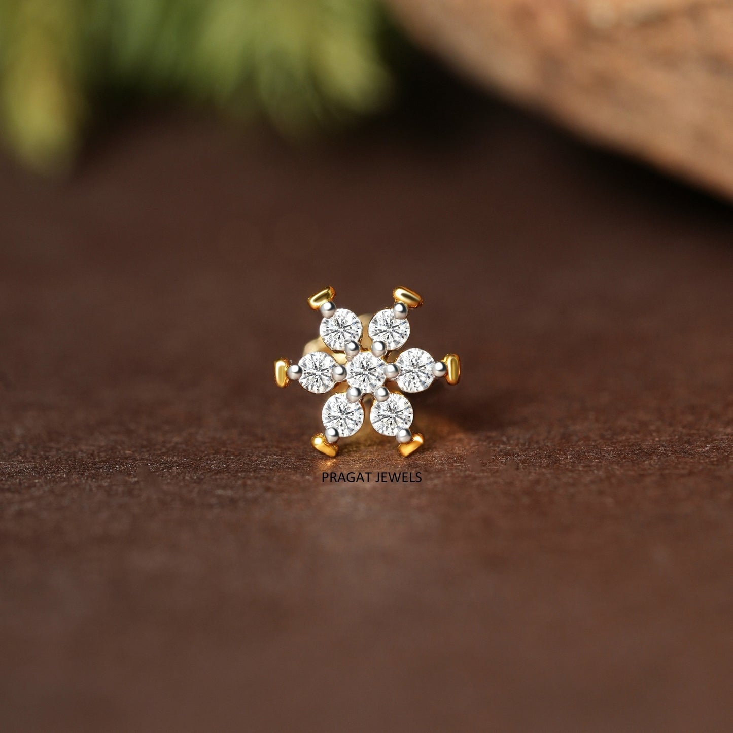 Snow Blossom Gold Nose Pin/Diamond Bloom Nose Pin/Floral Spark Gold Nose Pin/NP0817
