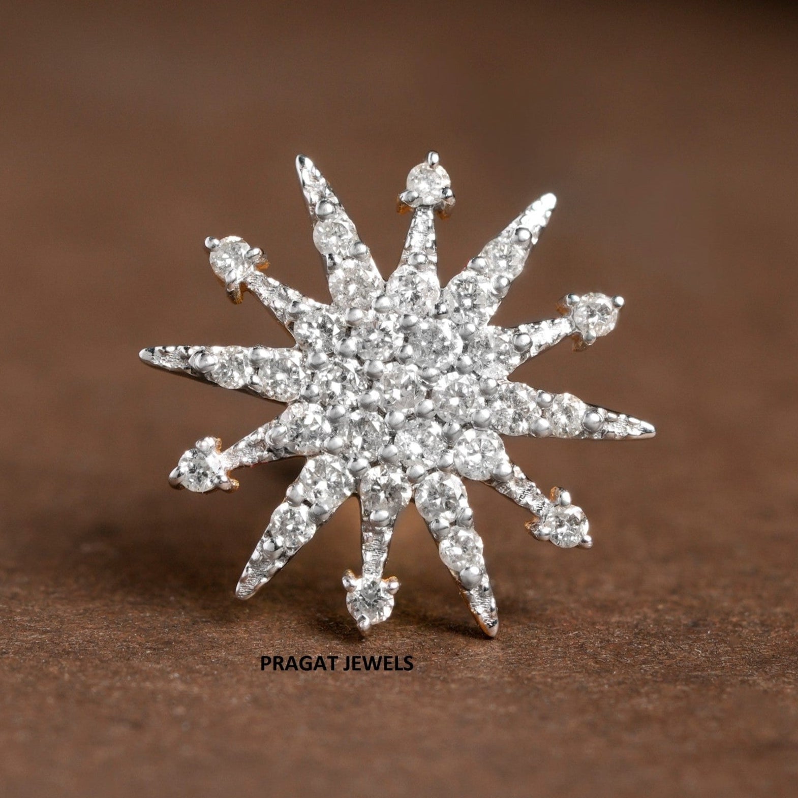 10MM Celestial Star Real Diamond Nosepin ,Handcrafted Just for The star Of Your Life. - PRAGAT JEWELS