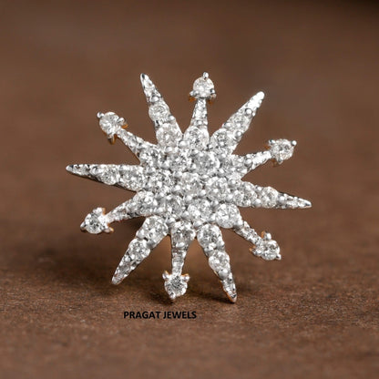 10MM Celestial Star Real Diamond Nosepin ,Handcrafted Just for The star Of Your Life. - PRAGAT JEWELS