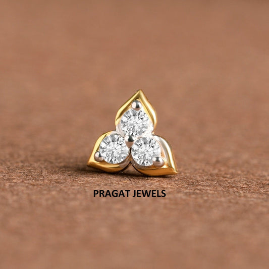 Gold Diamond Flower Stud: Nose, Tragus, Conch Piercing NP1161