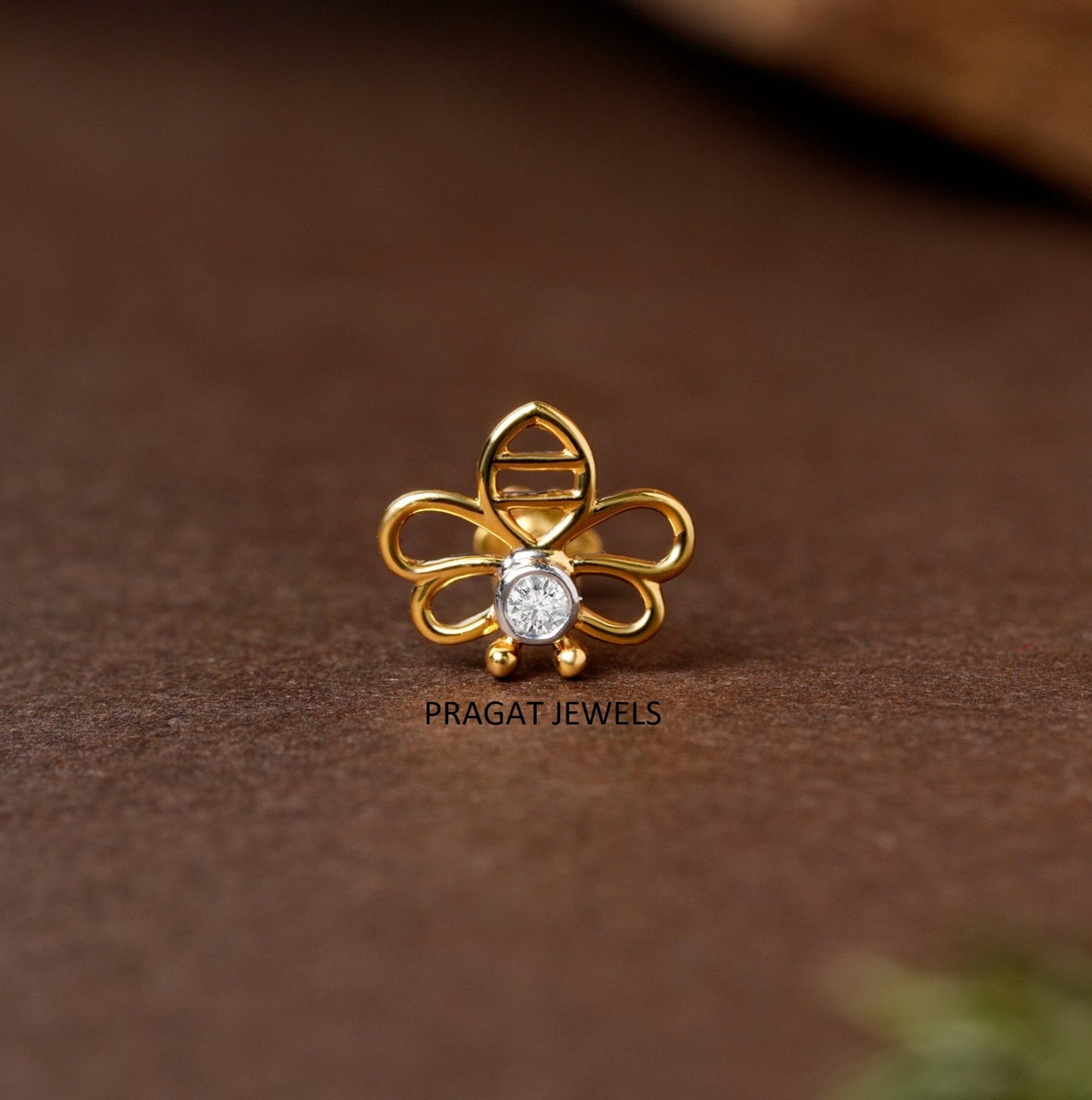 Mini Butterfly Diamond Stud/Butterfly Shape Diamond Stud/Gold Butterfly Stud/np1256