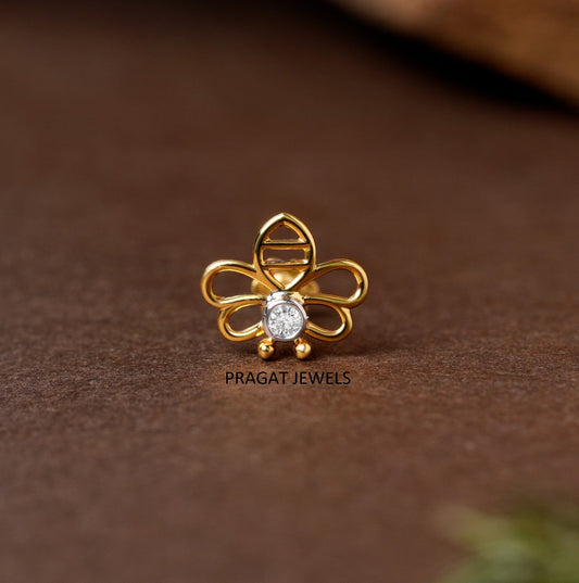 Mini Butterfly Diamond Stud/Butterfly Shape Diamond Stud/Gold Butterfly Stud/np1256