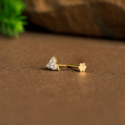 Gold Diamond Flower Stud: Nose, Tragus, Conch Piercing NP1161