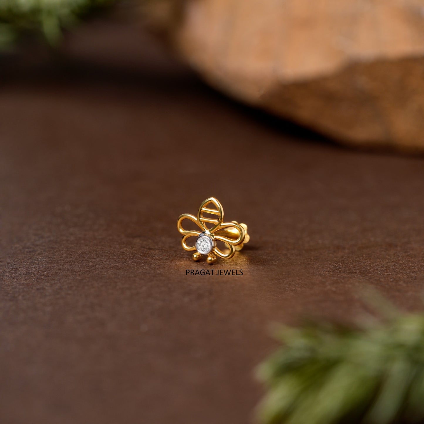 Mini Butterfly Diamond Stud/Butterfly Shape Diamond Stud/Gold Butterfly Stud/np1256