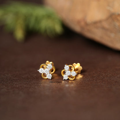 Timeless Trio Gold Stud Earrings/Twinkle Trio Diamond Earrings/Sparkling Cluster Stud Earrings/NP0886
