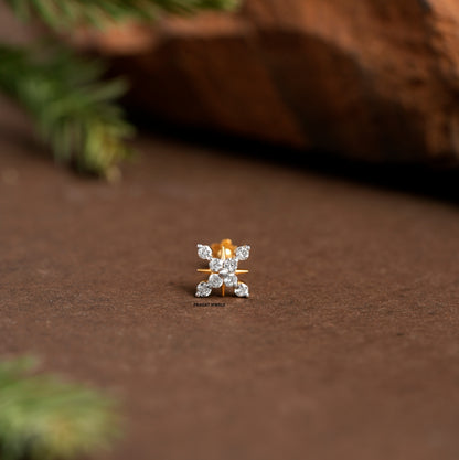 Nose Stud Indian Nose pin Diamond Nose Piercing Unique Nose Stud Yellow gold NP1100