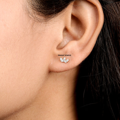 Solid Gold Stud - Flower Stud Earring - Minimalist stud earrings - Solid Gold Earring NP1218