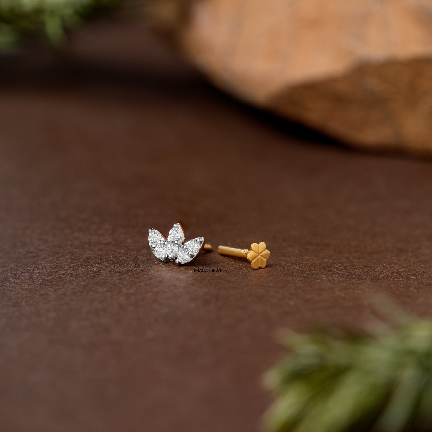 Trinity Petal Diamond Nose Stud/Lotus Spark Diamond Nose Pin/Floral Crown Diamond Nose Stud/ np1218