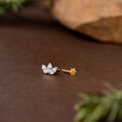 Trinity Petal Diamond Nose Stud/Lotus Spark Diamond Nose Pin/Floral Crown Diamond Nose Stud/ np1218