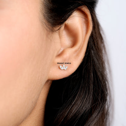 Solid Gold Stud - Flower Stud Earring - Minimalist stud earrings - Solid Gold Earring NP1218