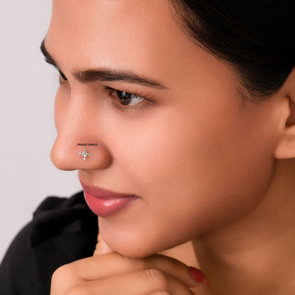 Nose Stud Indian Nose pin Diamond Nose Piercing Unique Nose Stud 18K Yellow gold - PRAGAT JEWELS