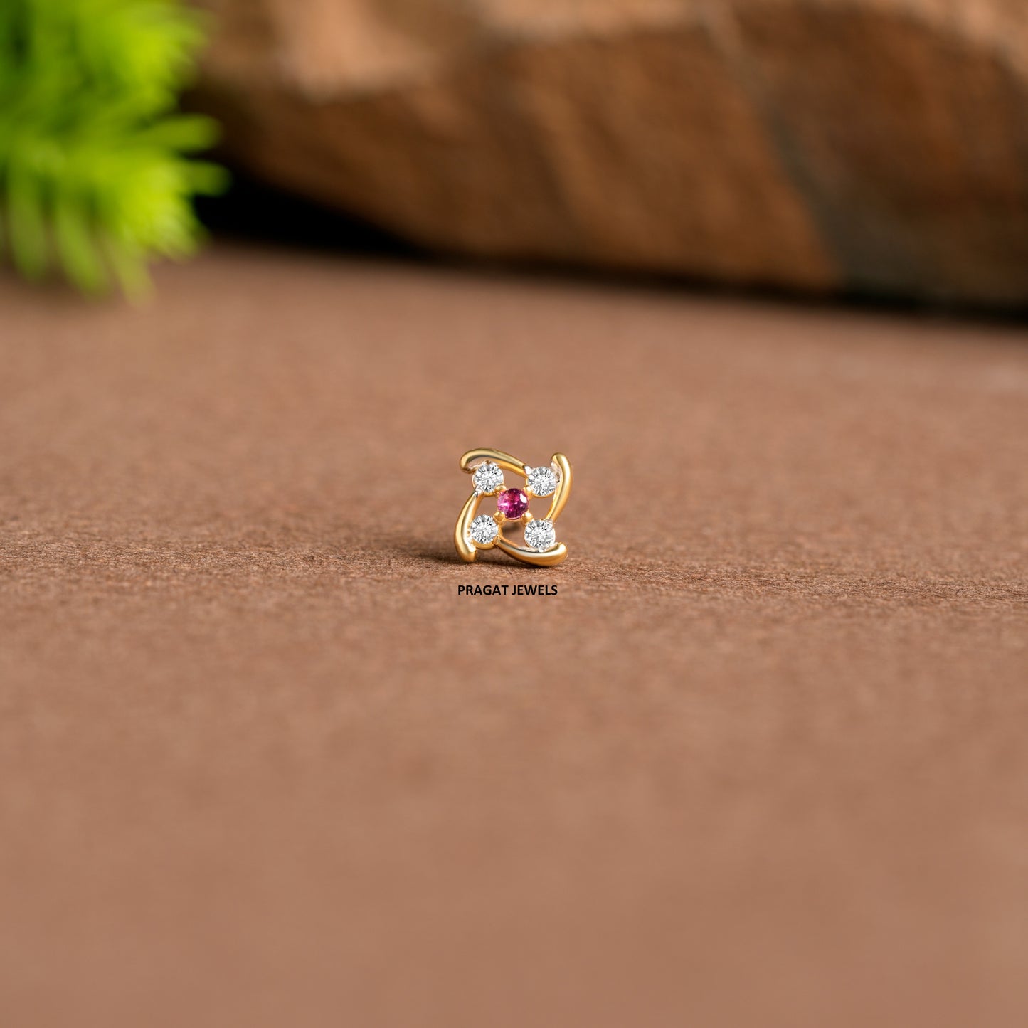 Nose Stud in  Solid Gold · Indian Nose Stud · Ruby Stone Nose Piercing JewelryNP1162