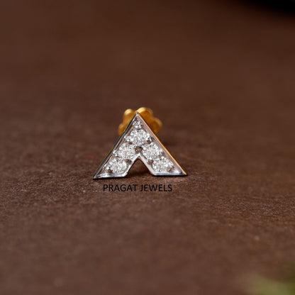 Chevron Spark Diamond Nose Pin/V-Shine Diamond Nose Stud/Arrow Glint Diamond Nose Pin/np1217