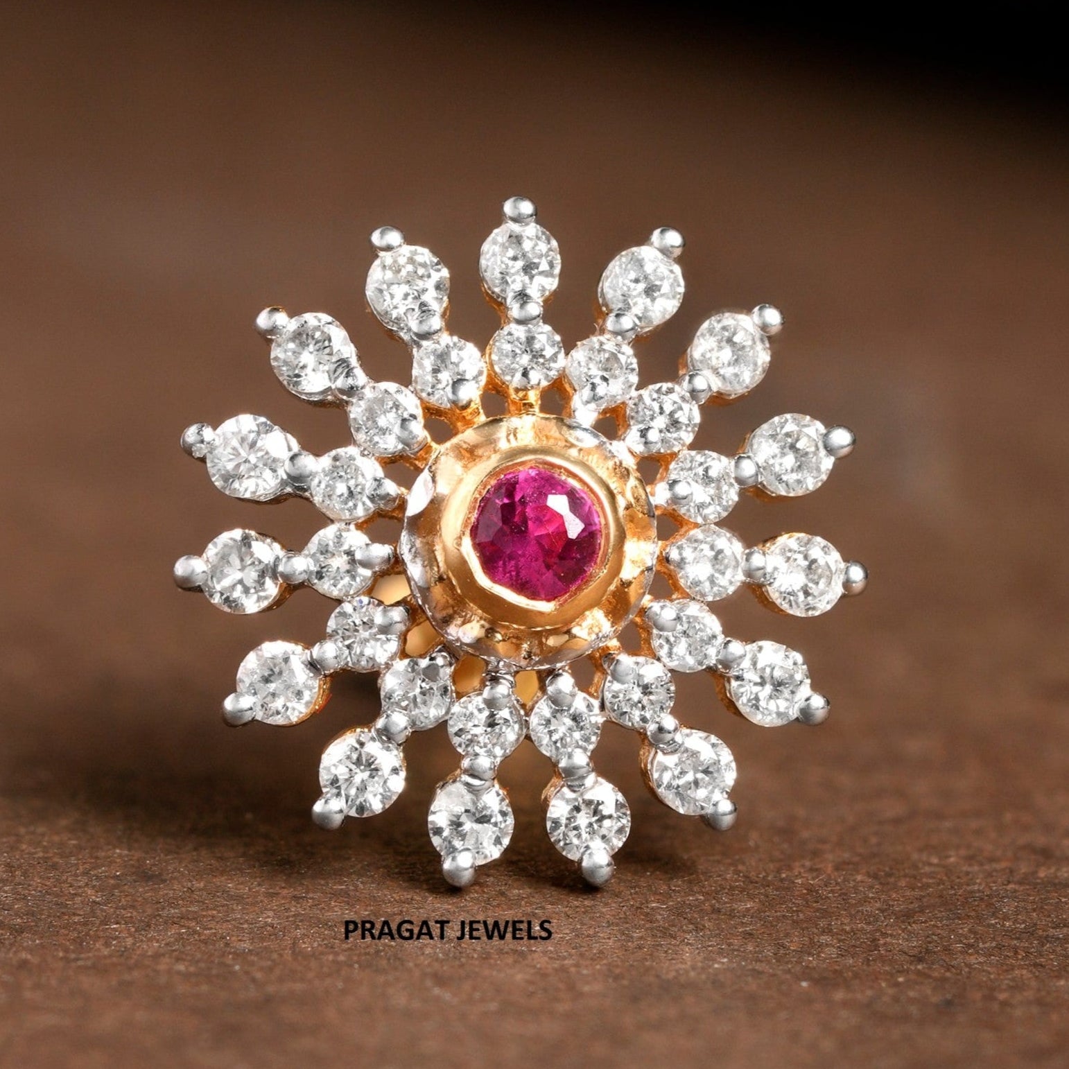 Diamond Nosepin Solitaire Yellow Gold Brillant Cut Diamond Hand crafted with love - PRAGAT JEWELS