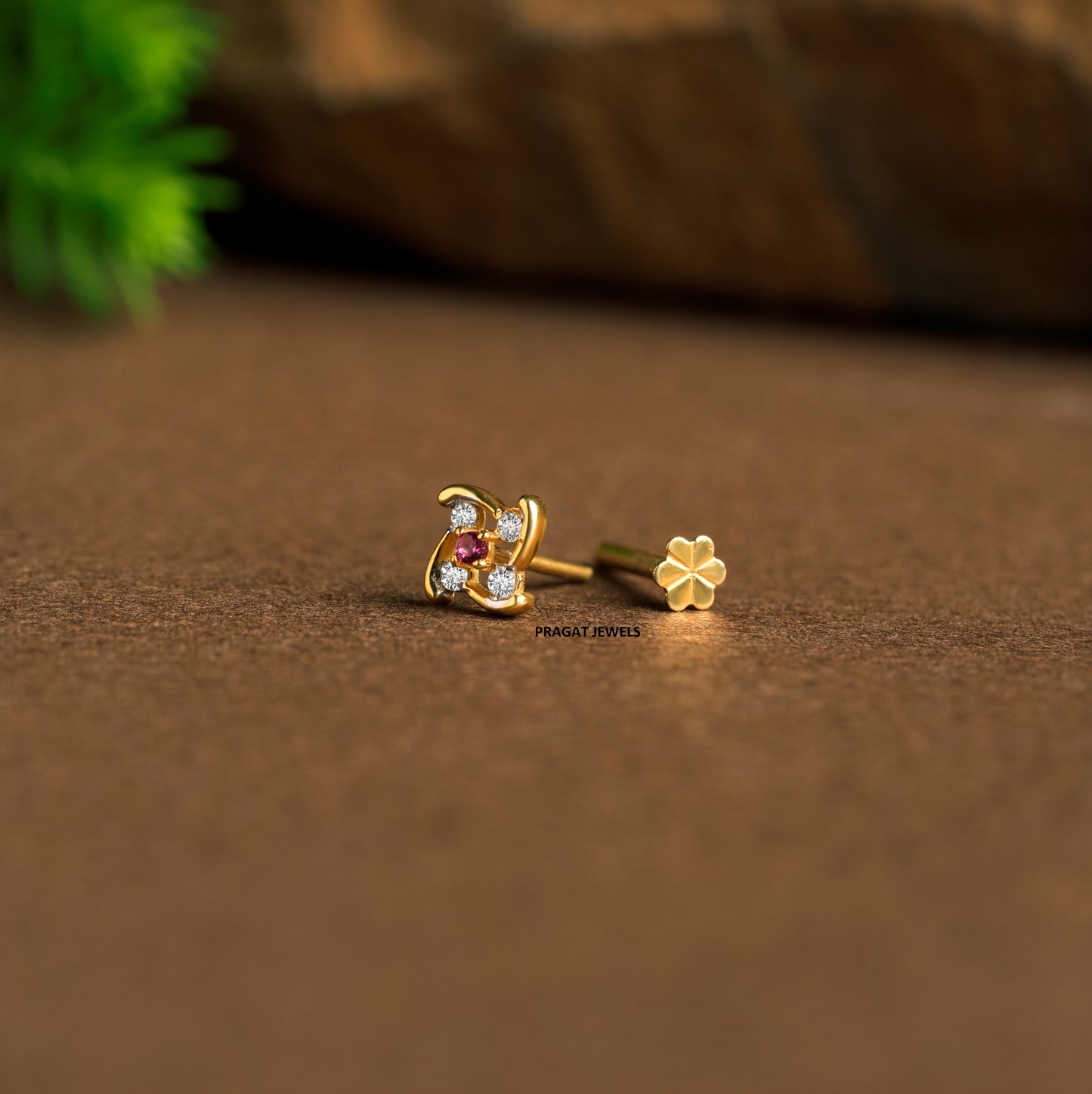 Nose Stud in  Solid Gold · Indian Nose Stud · Ruby Stone Nose Piercing JewelryNP1162