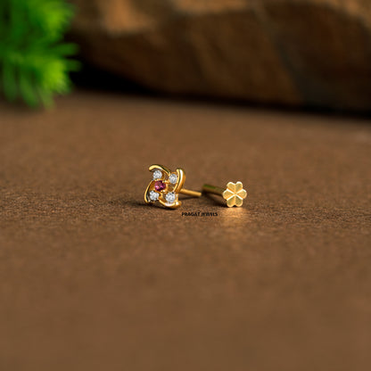 Nose Stud in  Solid Gold · Indian Nose Stud · Ruby Stone Nose Piercing JewelryNP1162