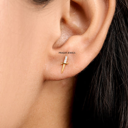 Gold Diamond Cross / Small Diamond Cross Earring /Mini Diamond Cross Stud earring Baptism Gift / NP1258