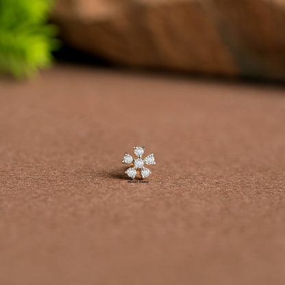 Gold Diamond Nose Pin – Delicate 6 stone Nosepin| Elegant Nose Jewelry for Women NP0143