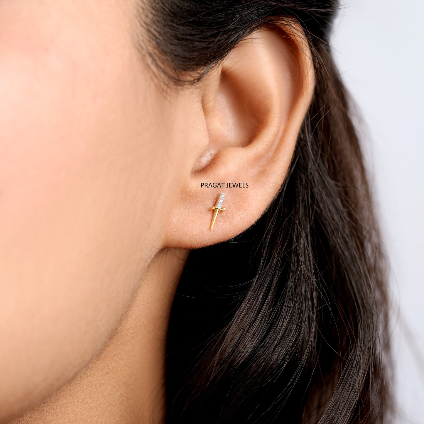 Gold Diamond Cross / Small Diamond Cross Earring /Mini Diamond Cross Stud earring Baptism Gift / NP1258
