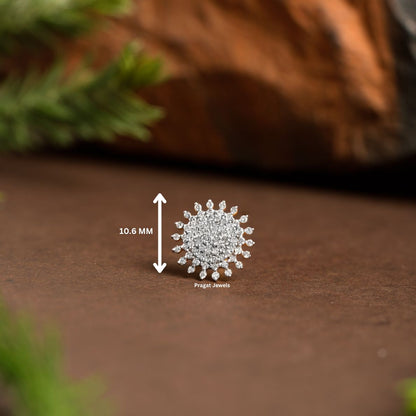 Yellow Gold Diamond Floral Round Nosepin A precious Gift for The Percious One.NP0674