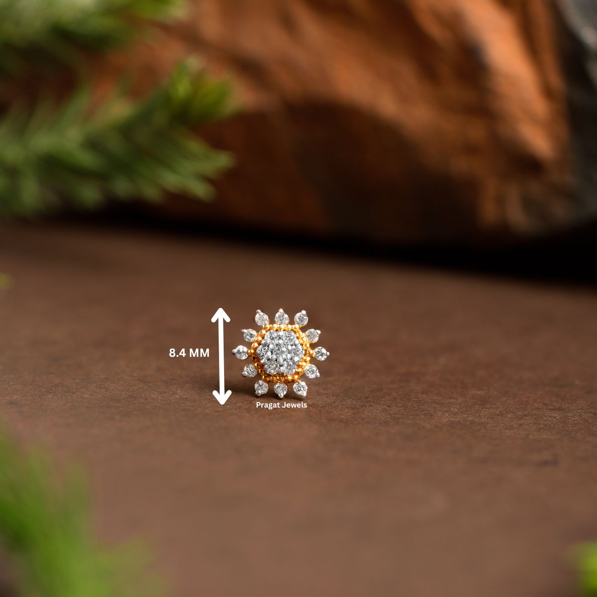 Natural Diamond Flower Stud for Nosepin Threaded Pin, Piercing Jewelry, Conch NP1121