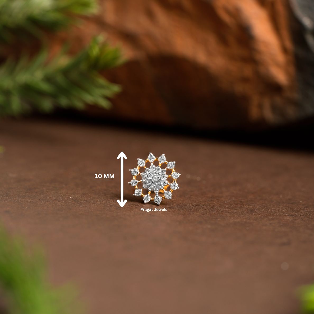 Gold Tiny Flower Nosepin  Solitaire Yellow gold Nosepin Jewelry