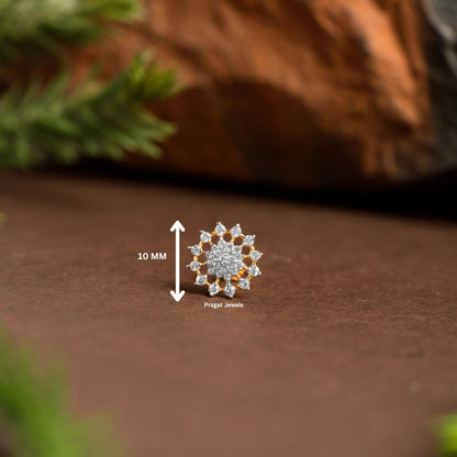 Gold Tiny Flower Nosepin  Solitaire Yellow gold Nosepin Jewelry