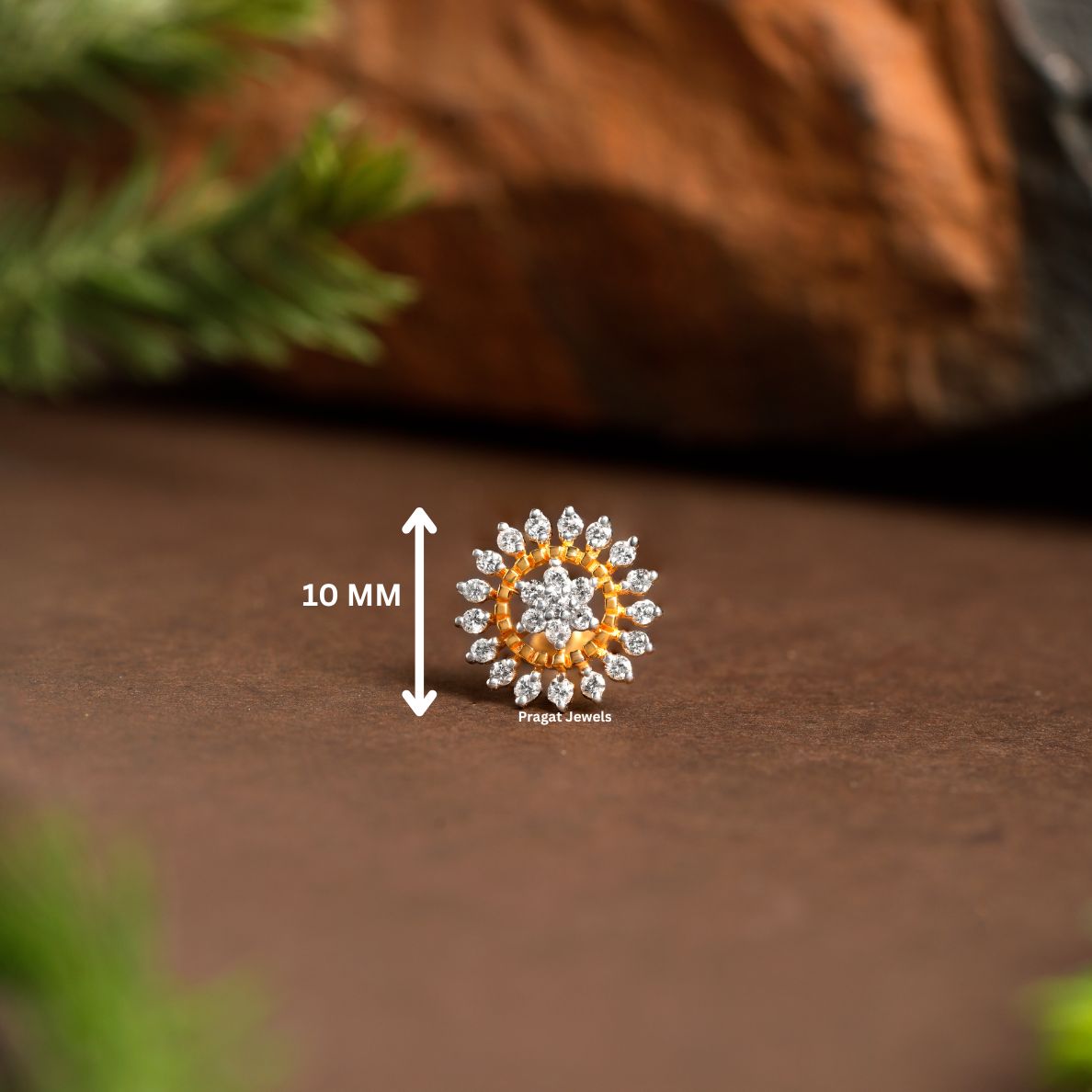 Gold stud Nosepin , Flower nose stud, India nose stud, Solid gold nose stud 18k gold nose stud, Dainty, Boho NP1122