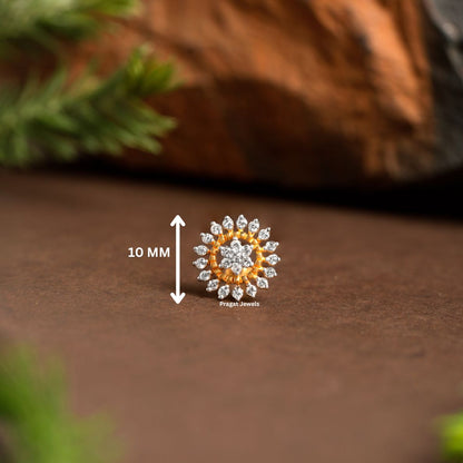 Gold stud Nosepin , Flower nose stud, India nose stud, Solid gold nose stud 18k gold nose stud, Dainty, Boho NP1122