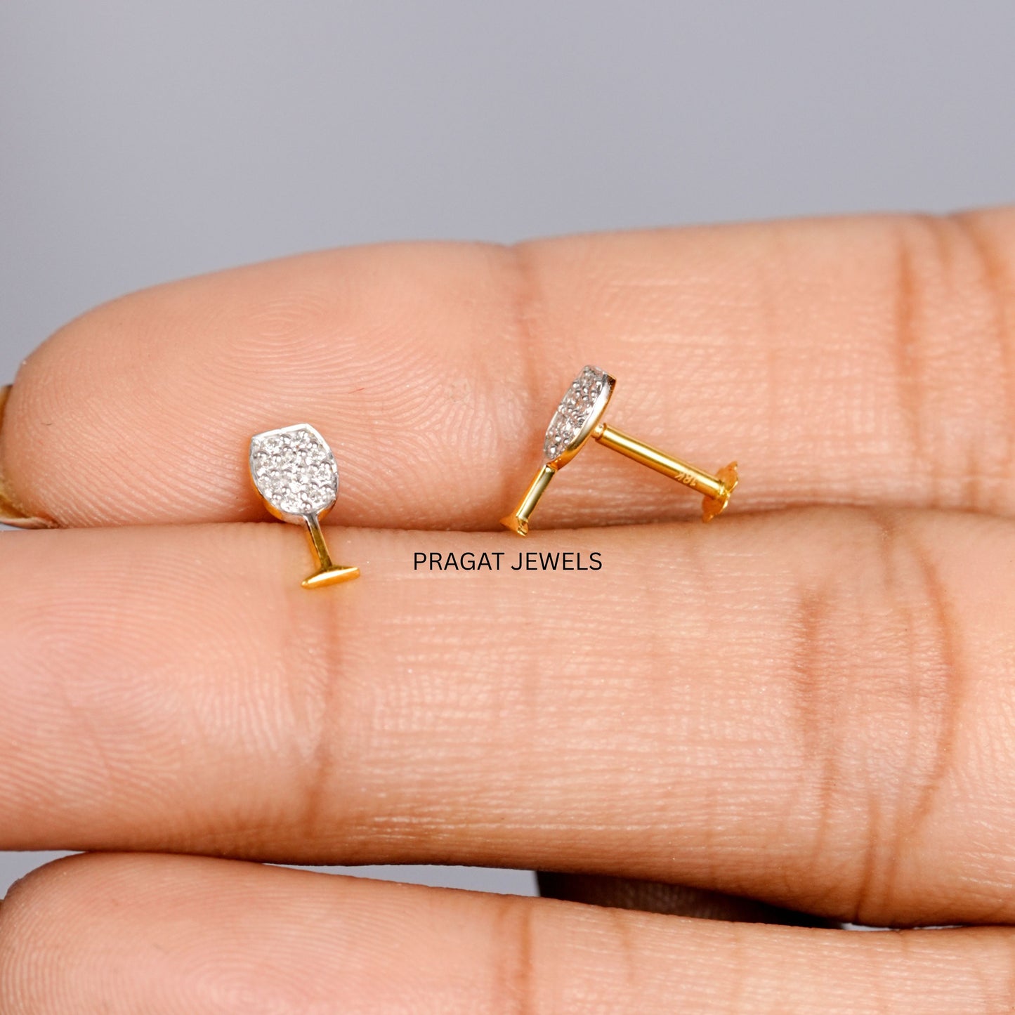 Minimalist Baby Stud Earrings / Wine Glass Earrings /Classic Earrings /Bridesmaid Gift / 18K Gold /Gift For Her NP1236