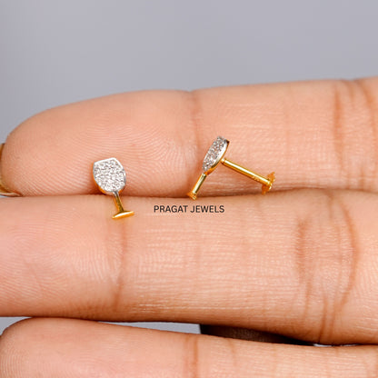Minimalist Baby Stud Earrings / Wine Glass Earrings /Classic Earrings /Bridesmaid Gift / 18K Gold /Gift For Her NP1236
