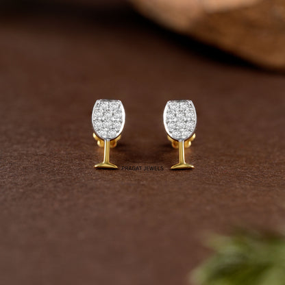 Minimalist Baby Stud Earrings / Wine Glass Earrings /Classic Earrings /Bridesmaid Gift / 18K Gold /Gift For Her NP1236