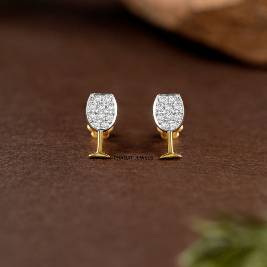 Minimalist Baby Stud Earrings / Wine Glass Earrings /Classic Earrings /Bridesmaid Gift / 18K Gold /Gift For Her NP1236