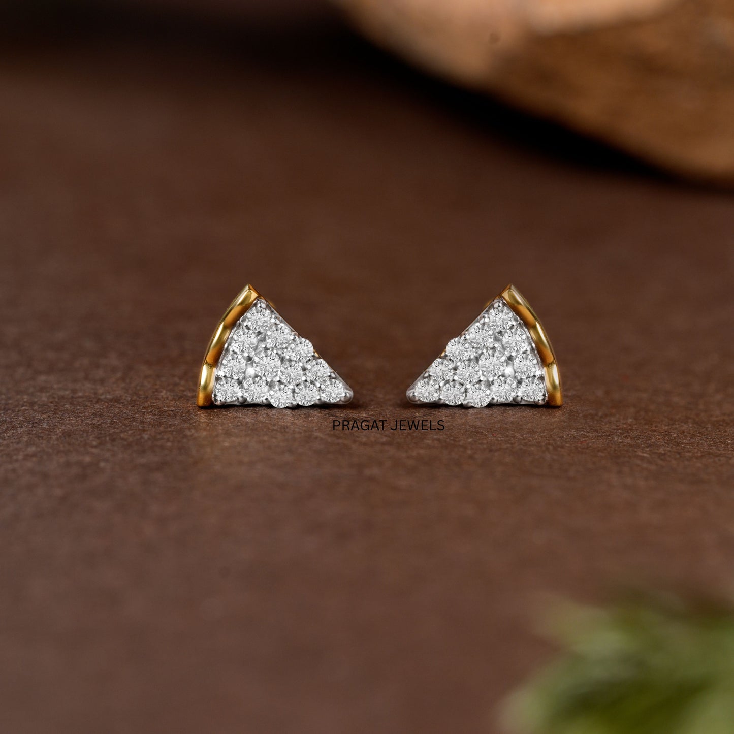 Solid Gold Diamond pizza Stud Earring  Minimalist Cartilage Helix Lobe Piercing Gift for Her NP1234