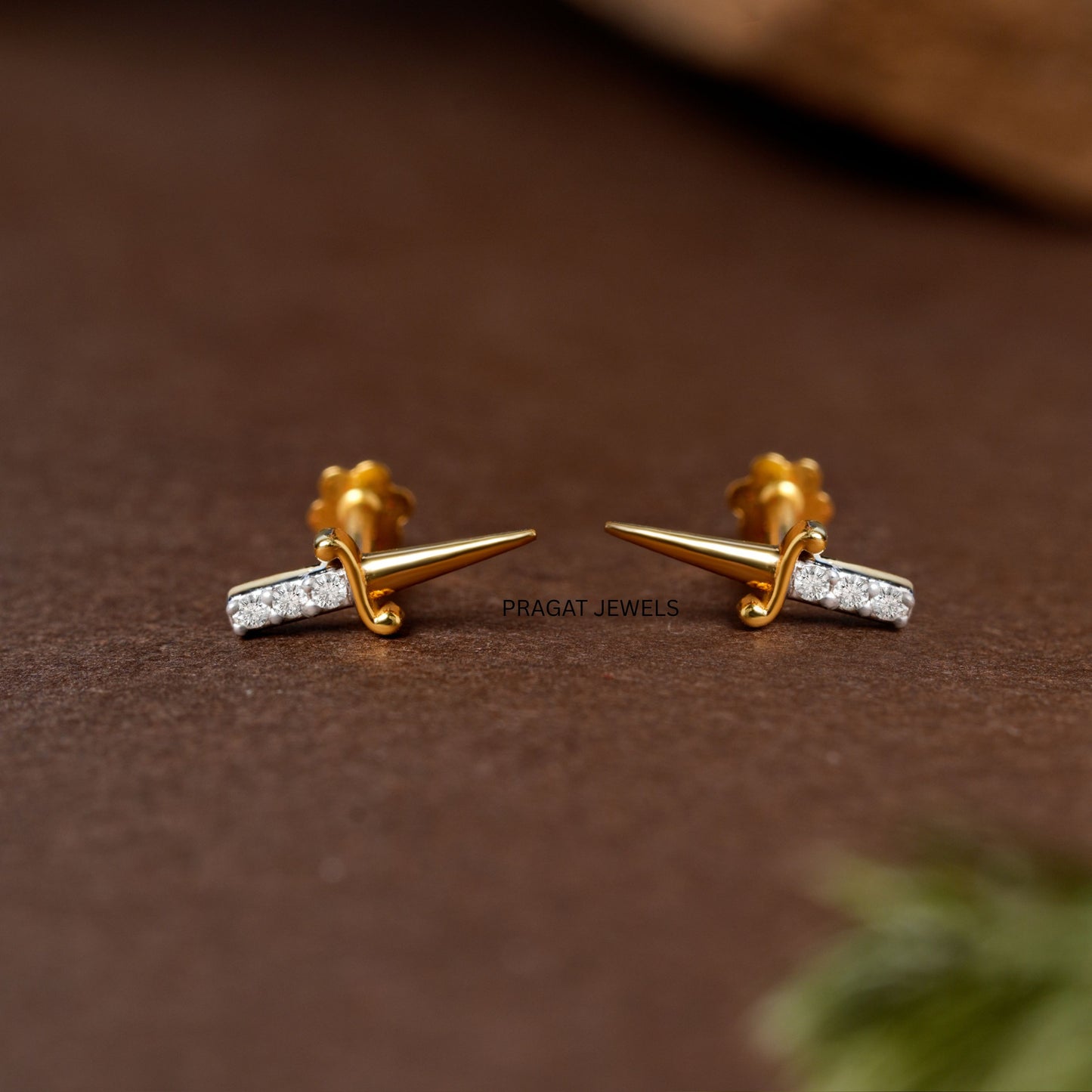 Gold Diamond Cross / Small Diamond Cross Earring /Mini Diamond Cross Stud earring Baptism Gift / NP1258