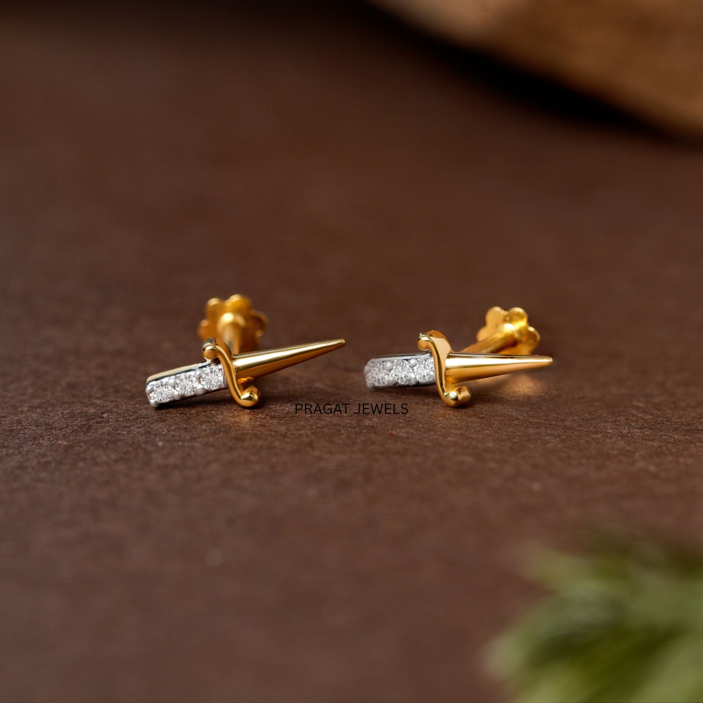 Gold Diamond Cross / Small Diamond Cross Earring /Mini Diamond Cross Stud earring Baptism Gift / NP1258