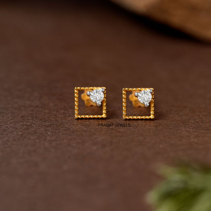 Solid Yellow Gold Dangle Hoops Earring, Minimalist Fine Jewelry, Dainty Drop Earring Gift NP1255