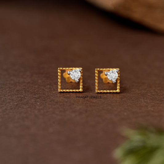 Solid Yellow Gold Dangle Hoops Earring, Minimalist Fine Jewelry, Dainty Drop Earring Gift NP1255