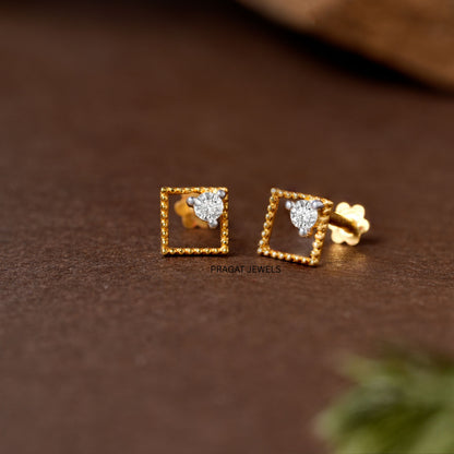 Solid Yellow Gold Dangle Hoops Earring, Minimalist Fine Jewelry, Dainty Drop Earring Gift NP1255
