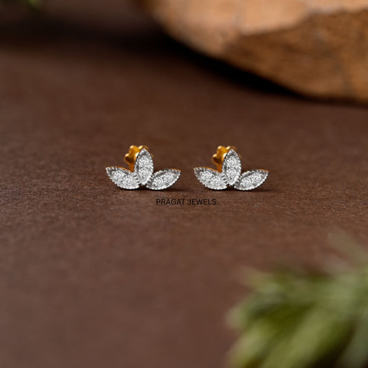 Minimal Diamond Stud Earrings | Curved Line Design | Dainty Everyday Jewelry”NP1220