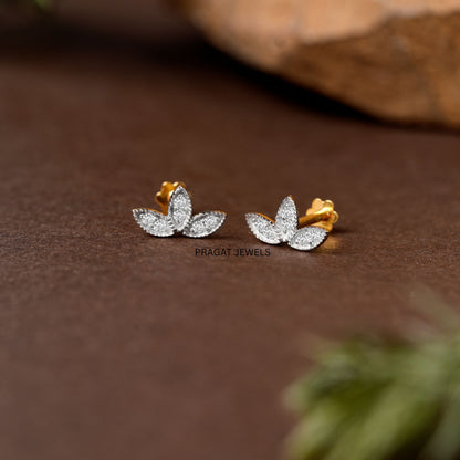 Minimal Diamond Stud Earrings | Curved Line Design | Dainty Everyday Jewelry”NP1220
