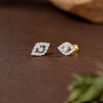 Minimal Diamond Stud Earrings | Evil Eye Inspired Dainty Jewelry | Everyday Elegant Gift for Her NP1235