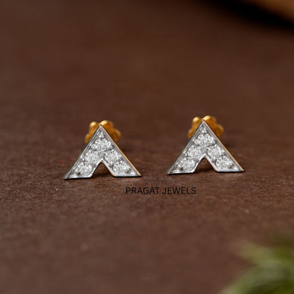 Lucky Clover 18Kt Gold and Diamond Stud Earrings Yellow Gold Bridesmaid Jewelry NP1217